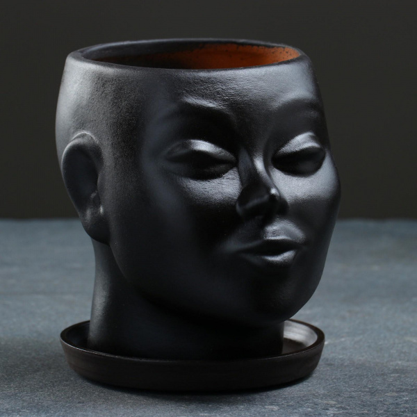 Горшок для цветов Голова девы  черная/671046