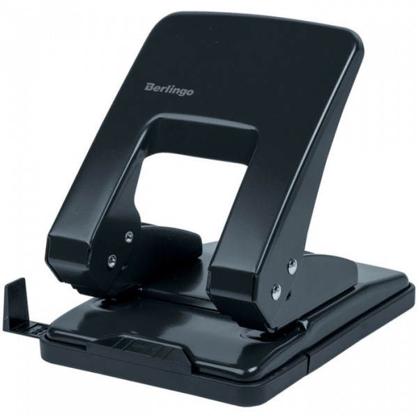 Дырокол металлический 40 листов, Berlingo, с линейкой, чёрный /2530012