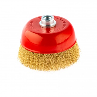 Щетка для УШМ, 125 мм, М14, "чашка", латунированная витая проволока/74606