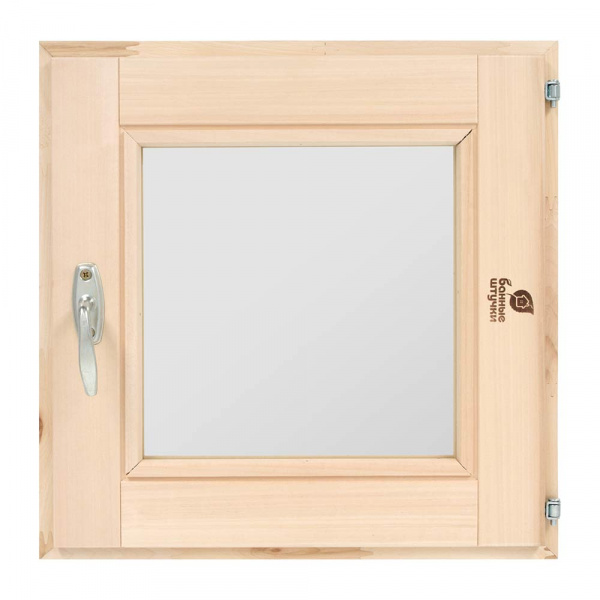 Форточка в парную, стеклопакет, 0,4х0,4 м, с ручкой, затвором, петлями, липа/03558