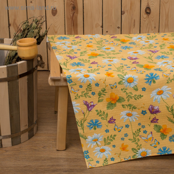 Простыня для бани Collorista "Русское поле" 145х180см, хлопок вафельное полотно /1346685