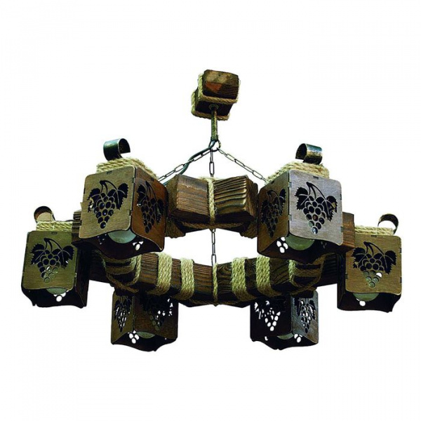 Люстра деревянная "Виноград", 6 плаф. 2124307 
