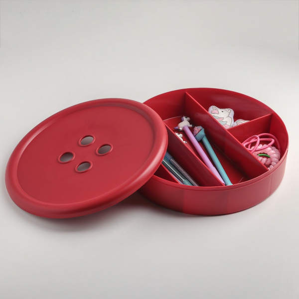 Контейнер для хранения с крышкой «Пуговка», 23,5×23,5×5,5 см, цв. МИКС /4518967