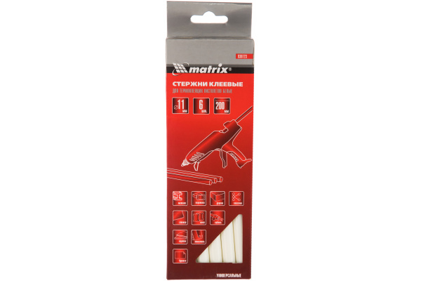 Термоклей, 11мм, L-200мм белый (6шт)/930723