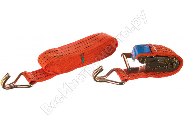 Ремень багажный с крюками, 0,05х6м, храповый механизм/54385