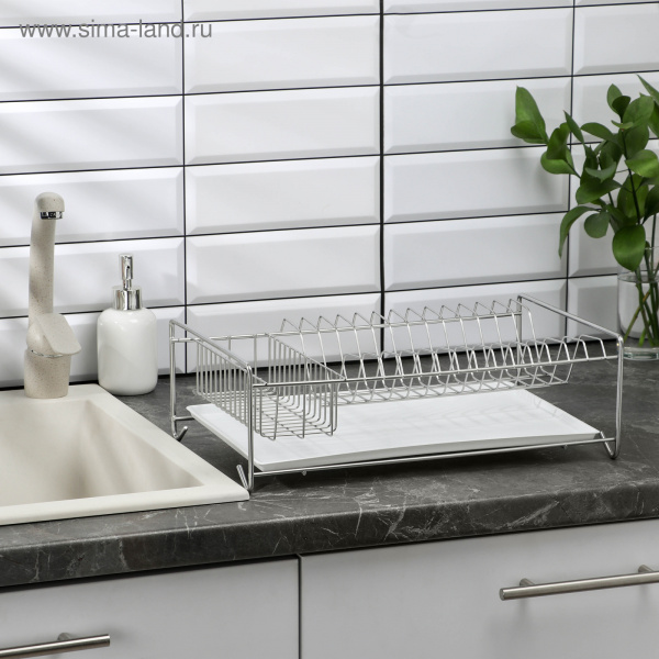 Сушилка для посуды с поддоном, 40×23×15 см, цвет хром/1230929