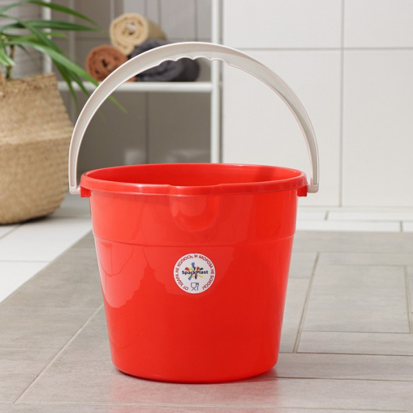 Ведро со сливом круглое, 10 л, d=28 см, h=24 см, цвет красный/9171010