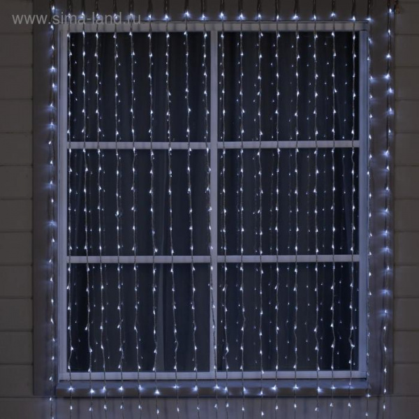 Гирлянда «Водопад» 2×6м, прозрачная нить, свечение белое, 8 режимов, 220 В /1080201