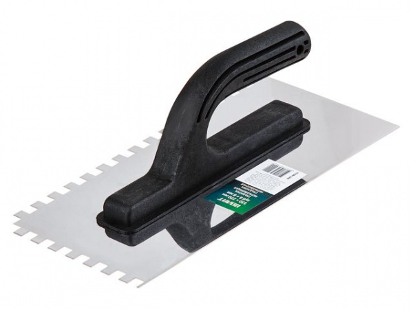 Гладилка нерж. 130х270мм зуб 6х6мм ВОЛАТ (для нанесения клея плиточного, клея для блоков(27200-1306