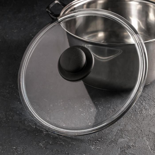 Крышка стеклянная безободковая Basic, d=26 см/6948939