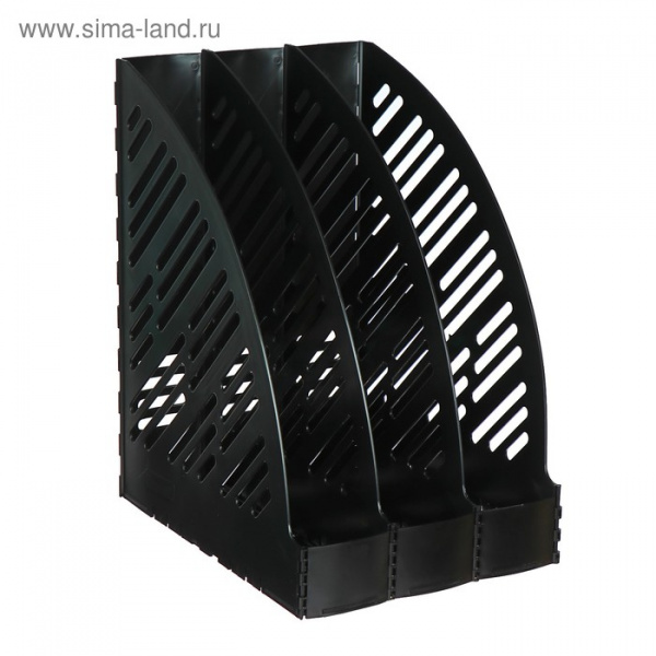 Лоток для бумаг вертикальный, 3 секции, чёрный/4754067