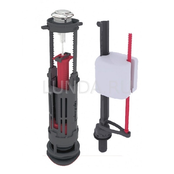 Сливной двухрежимный механизм Wirquin ONE 3/6 L , заливной клапан Kompact поршневого типа, донный 