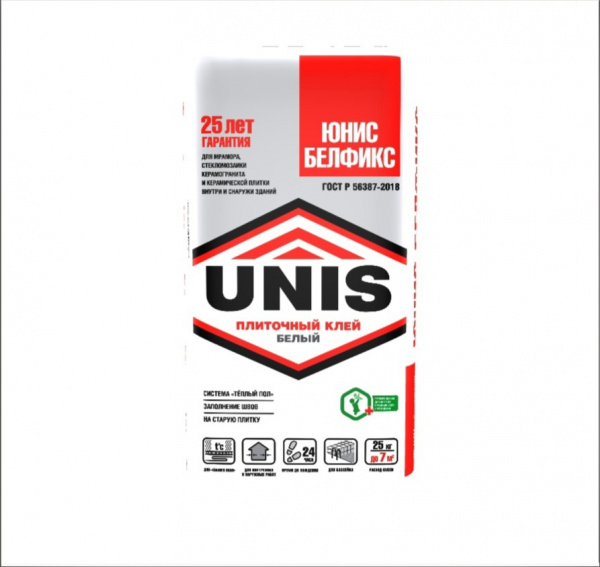 Клей плиточный UNIS БЕЛФИКС 25КГ