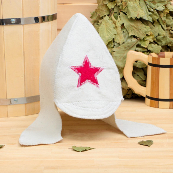 Шапка для бани "Будёновка" светлая/1318329