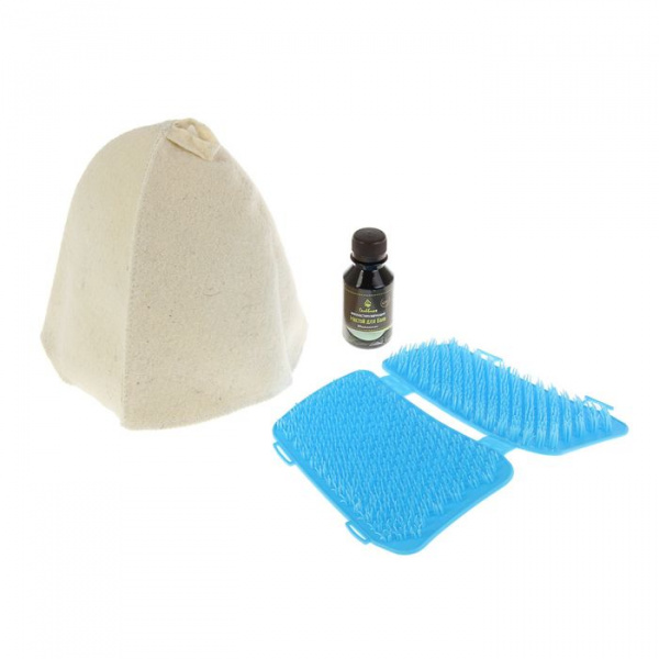 Набор для бани АРОМАМАССАЖ(шапка, настой, массажер)