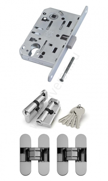 Комплект фурнитуры 4 (Замок под цилиндр, 2 петли)