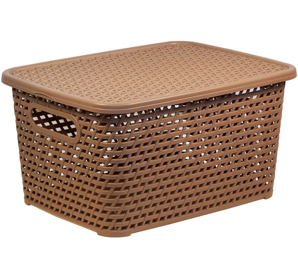 Ящик РОТАНГ с крышкой 280х185х126мм бежевый 2372   1155566