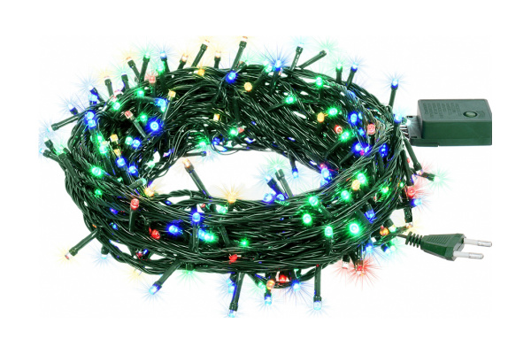 VEGAS   Электрогирлянда Нить 50 разноцветн. LED ламп, контроллер 8 реж., зеленый провод, 5 м, 55058