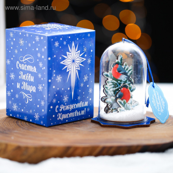 Сувенир рождественский со снегом «Снегирь» /4382150