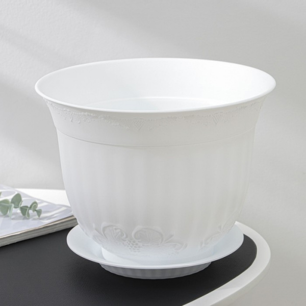 Горшок с поддоном «Ангара», 7 л, цвет белый /4422043