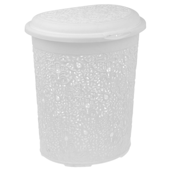 Корзина для белья КРУЖЕВО 50л (белый) (М2603)