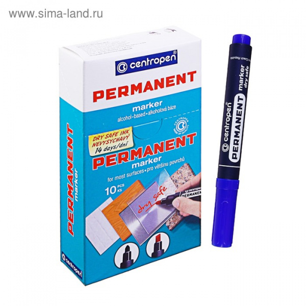 Маркер перманентный 2.5 мм Centropen 8510, цвет синий (стойкий к высыханию)/2468317