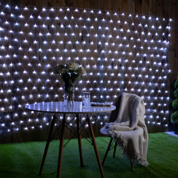 Гирлянда «Сеть» 2 × 3 м, IP44, УМС, прозрачная нить, 384 LED, свечение белое, 220 В /2361697