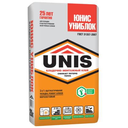 Кладочно - монтажный клей Юнис УНИБЛОК, 20 кг