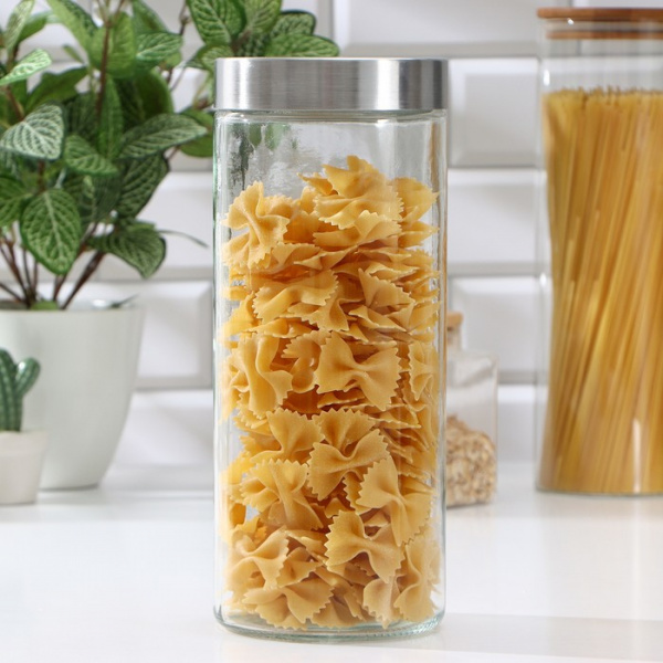 Банка стеклянная для сыпучих продуктов с металлической крышкой «Бомонд», 2 л, 11×27 см/2603799