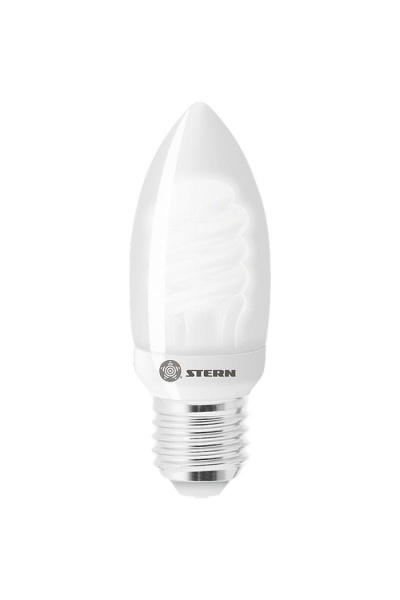 Лампа компактная люминесцентная свечка, 9W, 2700K, E27, 8000ч., Stern