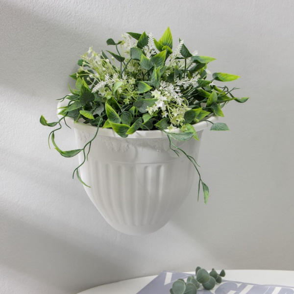 Кашпо для цветов настенное «Лозанна», 3 л, пластик, белое /868103