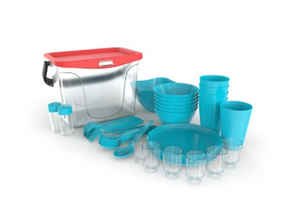 Набор для пикника Party, бирюза, BEROSSI (Изделие из пластмассы. Размер 287 х 200 х 200 мм) (ИК56137