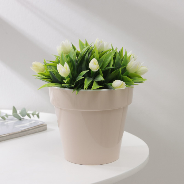 Кашпо для цветов со вставкой «Порто», 1 л, цвет жемчужный /4318551