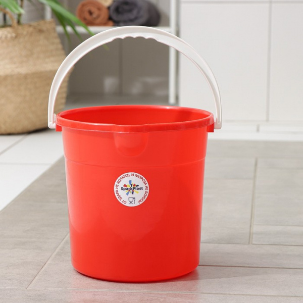 Ведро со сливом круглое, 7 л, d=23 см, h=23 см, цвет красный/9171019