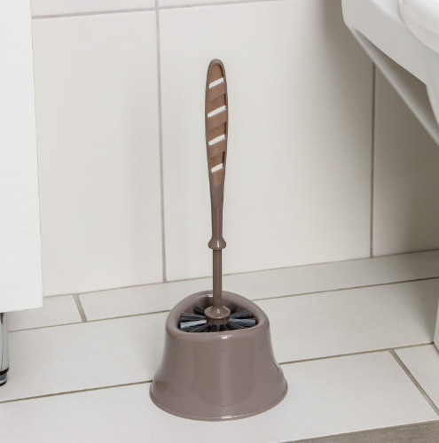 Ёршик для унитаза «Капри», 14×12,5×37 см, с подставкой, коричневый /7999966