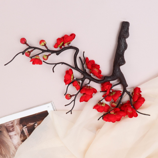 Цветы искусственные "Ветка сакуры" 4х20 см, красный /9035648