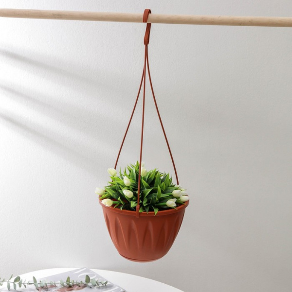 Кашпо для цветов подвесное «Алиция», 3 л, с поддоном, цвет кирпичный /1155732
