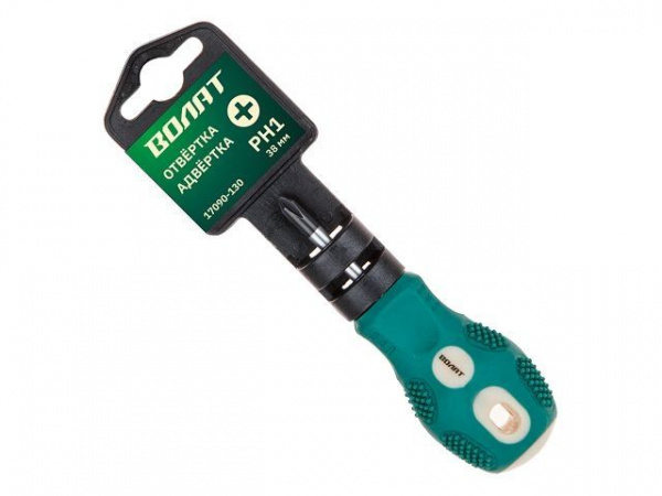 Отвертка "+" №1 38мм PH ВОЛАТ (крестовая Phillips, двухкомп. рукоятка Anti-Slip) (17090-130)