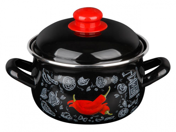 Кастрюля стальная эмалированная, 2.8 л, серия Перчик, PERFECTO LINEA