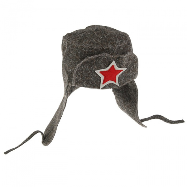 Шапка банная "Ушанка" серая 105114