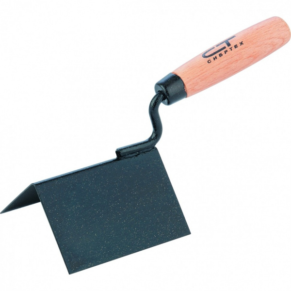 Кельма угловая, 110 х 75 х 75 мм, стальная, для внешних углов, буковая ручка Сибртех/86313