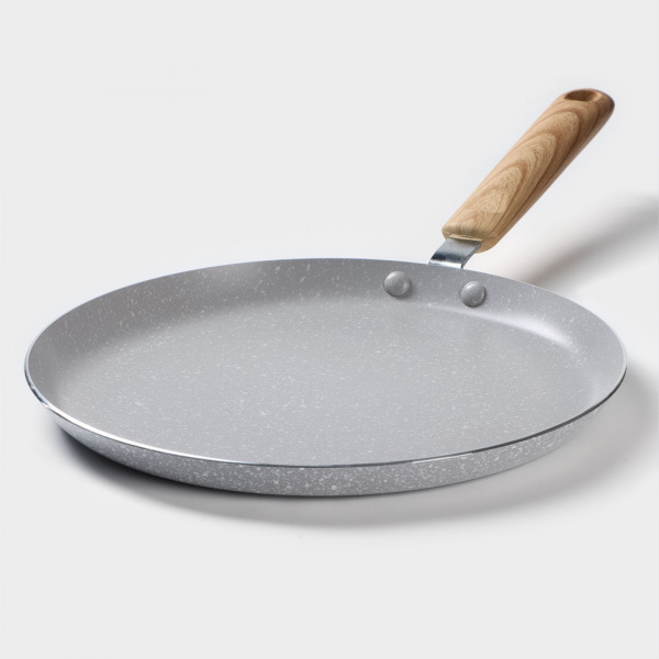 Сковорода блинная Доляна Grit, d=24 см, ручка soft-touch, антипригарное покрытие, индукция, цвет сер