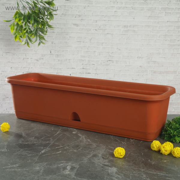 Балконный ящик 60 см с поддоном, цвет терракотовый/1155760