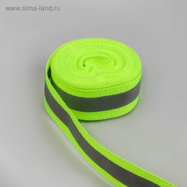 Лента со светоотражающей полосой 20мм. салатовый 1276052