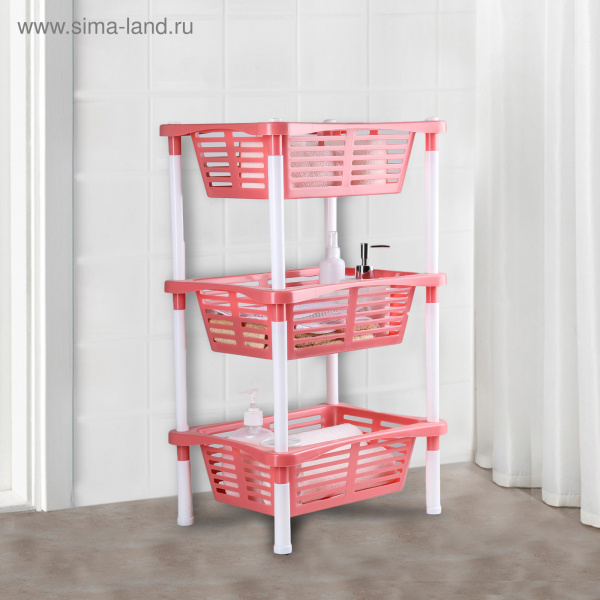 Этажерка угловая с корзинками "Krita" 3-х секционная, коралл, BEROSSI Изделие из пластмассы. 6047000