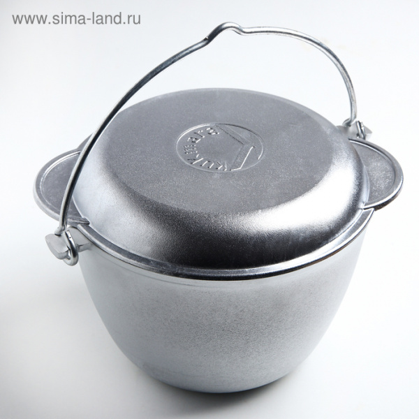 Котел походный, 3 л, алюминиевая крышка, литые ручки, цвет серебряный/2467047