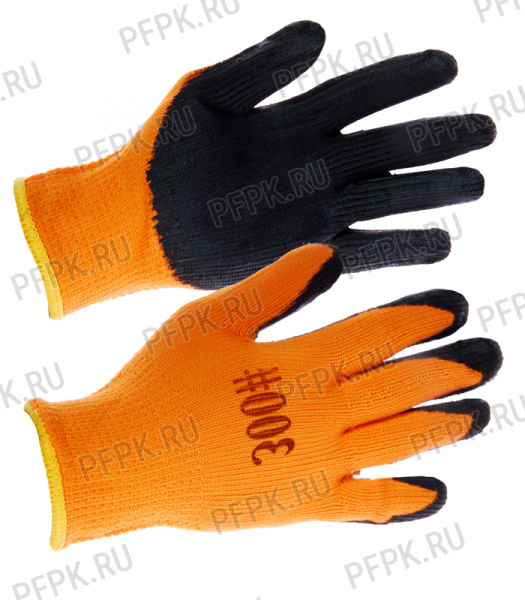 Перчатки зимние акриловые ПЕНА Оранжевые с черным покрытием (KPSLT0102)