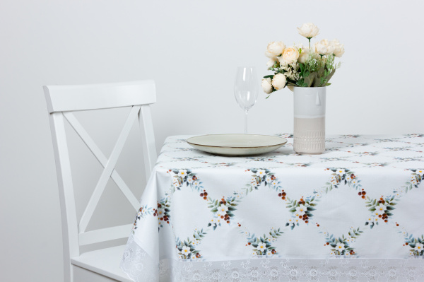 СКАТЕРТЬ "MEIWA" F-290 AZ WH/GR 122Х152 СМ БЕЛ./ЗЕЛ.