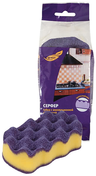Губка бытовая из поролона для деликатных поверхностей "Серфер" (68882)