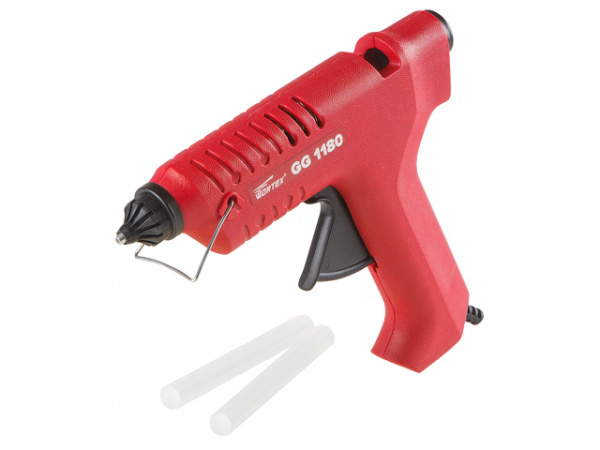 Пистолет клеевой WORTEX GG 1180 в блистере + 2 клеевых стержня (80 Вт, 11 мм) (GG118000011)